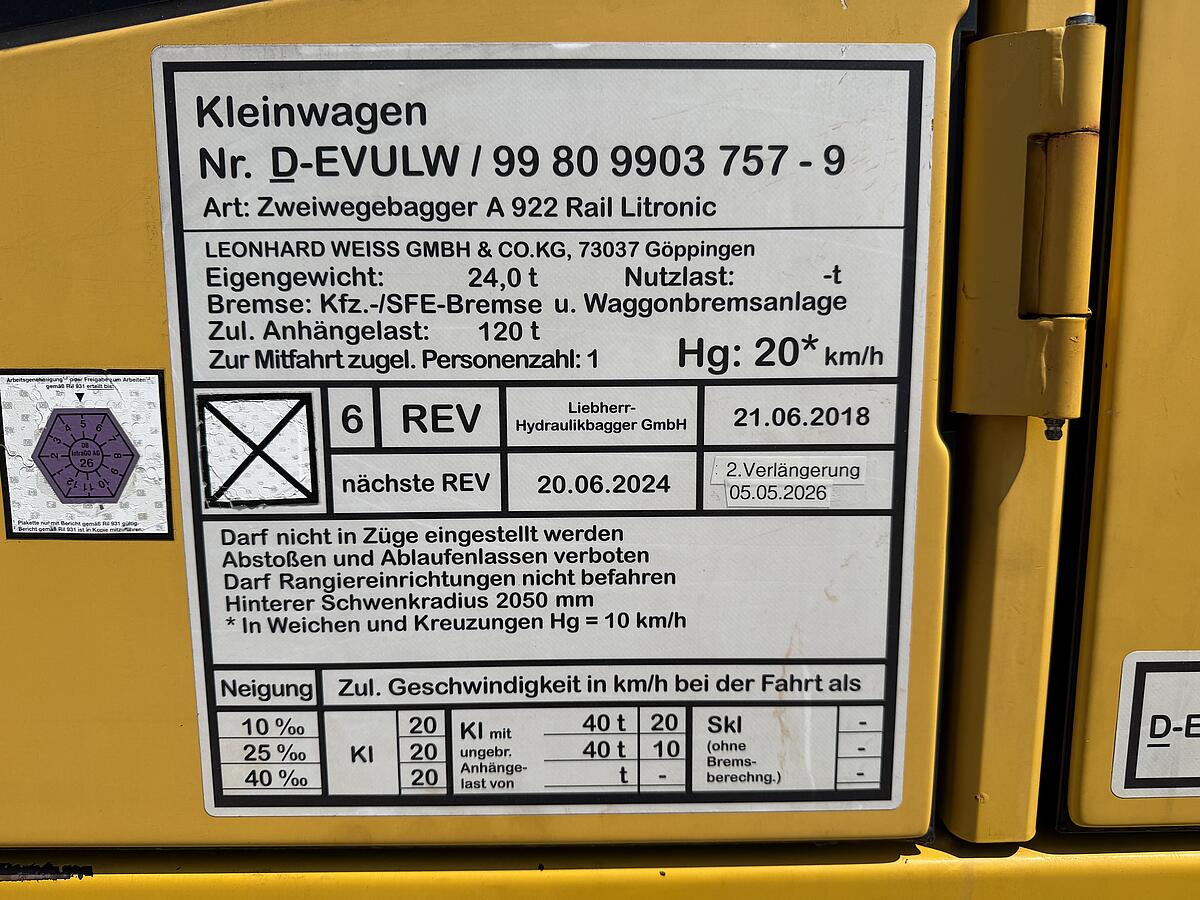 Zweiwegebagger Liebherr A 922 Rail Litronic