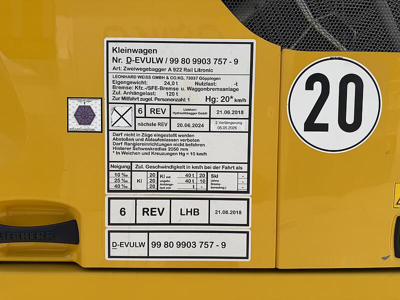 Zweiwegebagger Liebherr A 922 Rail Litronic